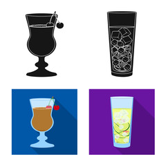 Vector design of liquor and restaurant logo. Collection of liquor and ingredient stock vector illustration.