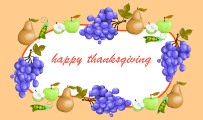 Vector illustration of autumn fruits dedicated to thanksgiving in cartoon style