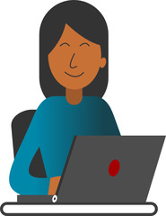 illustration of woman working on a laptop. 