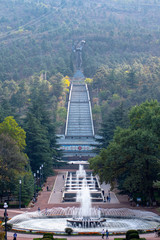 Statue and fountain in Vake Park in Tbilisi Georgia