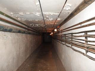 Abandoned prison in underground bunker. Ghost of prisoner. Ex Soviet cold war bomb shelter....