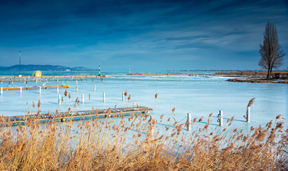 Nice winter scene at lake Balaton