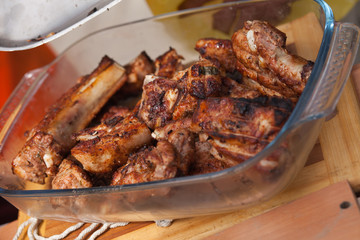 grilled pork ribs on a plate