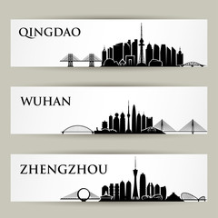 City skylines - China - vector illustration - obrazy, fototapety, plakaty