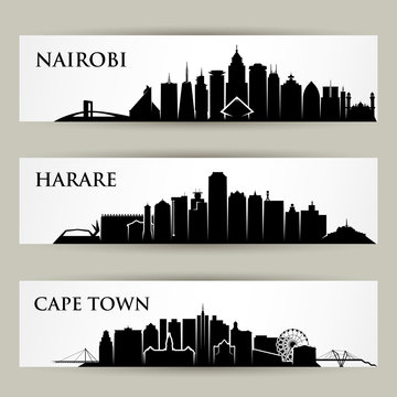 African cities skylines - vector illustration