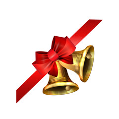 Vector illustration of shiny golden Christmas bells