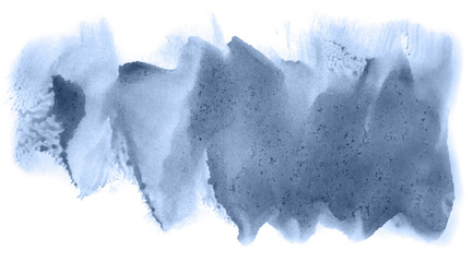 Abstract watercolor background hand-drawn on paper. Volumetric smoke elements. Navy blue color. For design, web, card, text, decoration, surfaces.
