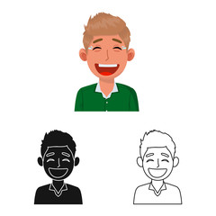 Vector illustration of guy and laugh sign. Collection of guy and emotion stock symbol for web.