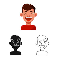 Vector illustration of guy and laugh logo. Set of guy and emotion stock symbol for web.