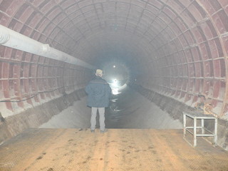 Abandoned prison in underground bunker. Ghost of prisoner. Ex Soviet cold war bomb shelter....