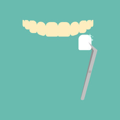 Veneer concept. Idea of tooth restoration and crown installation. Dental care and medical treatment. Isolated vector illustration in cartoon style