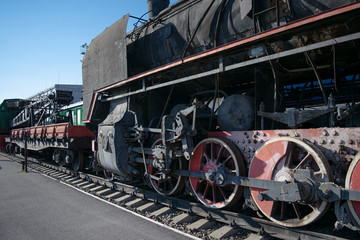 Fototapeta na wymiar Old steam locomotive in an open air museum