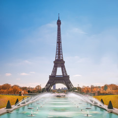 Eiffel Tower and Trocadero fountains in Paris