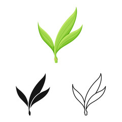 Vector illustration of leaf and sugar icon. Graphic of leaf and green stock symbol for web.