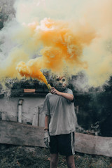 man with smoke