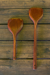 wooden Spatula on the wooden table background