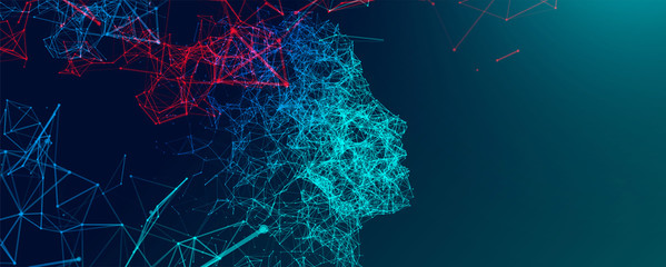 Artificial Intelligence concept.  Creative brain concept background. Vector science illustration.