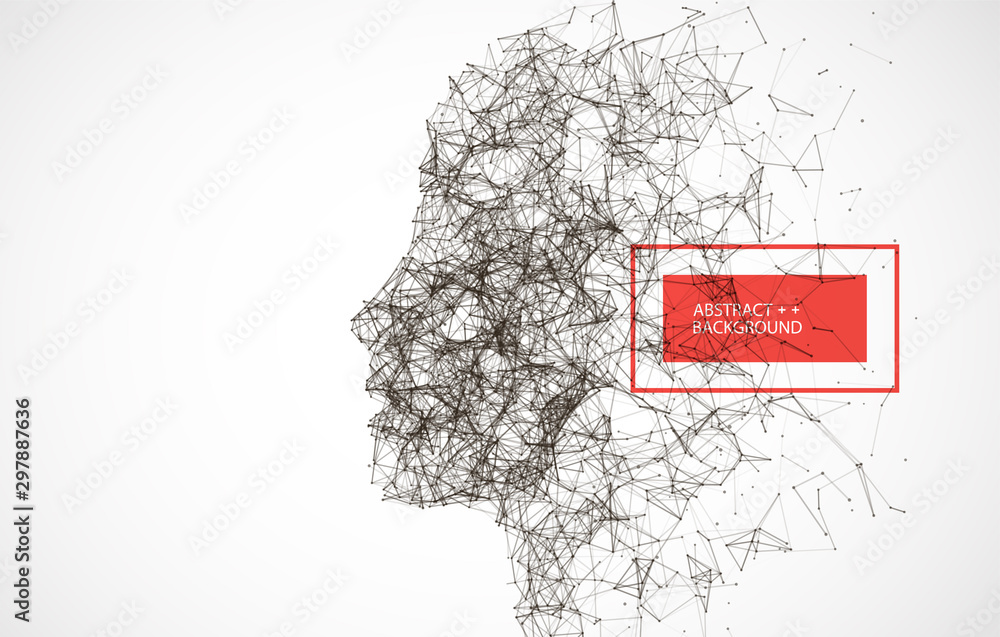Poster Artificial Intelligence concept.  Creative brain concept background. Vector science illustration.
