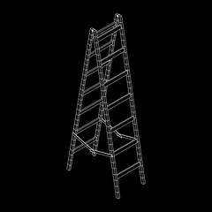 Step ladder. Wireframe low poly mesh vector illustration