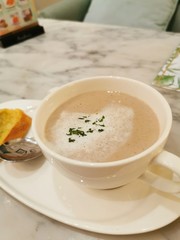 Cream​ truffle​ soup in a bowl