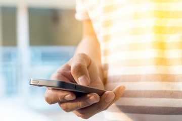 young man using mobile phone.