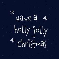 Fototapeta na wymiar Christmas greeting lettering card white star night sky background