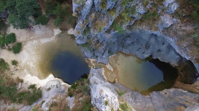 Gour de la Sompe en Ard&egrave;che, France. Cascade