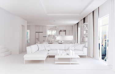 Naklejka na ściany i meble 3d render of beautiful interior render