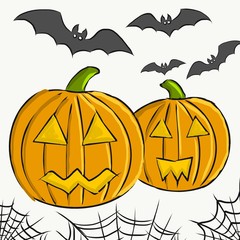 Halloween pumpkins on white background
