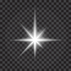 Template for New Year or Christmas project. Christmas Star. Black and white vector image with transparency