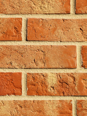 Old red brick wall texture background, orange stone block wall texture, rough and grunge surface as...