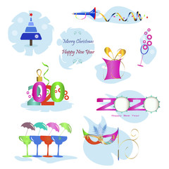 set of round stickers with a picture of a sheep. vector graphics