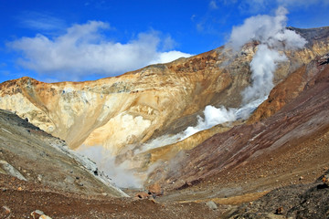 Mutnovsky volcano in Kamchatka Peninsula. Russia
