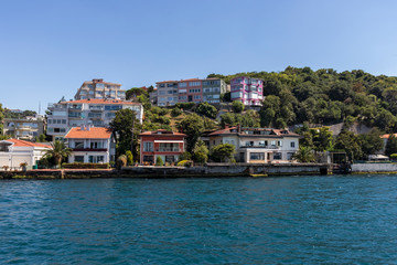 Fototapeta na wymiar Panoramic view from Bosporus to city of Istanbul