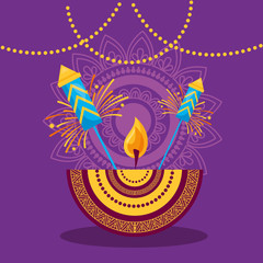 happy diwali festival poster flat design