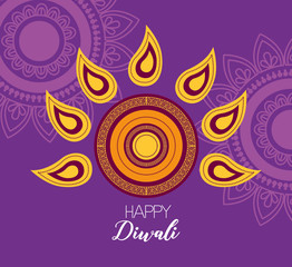 happy diwali festival poster flat design