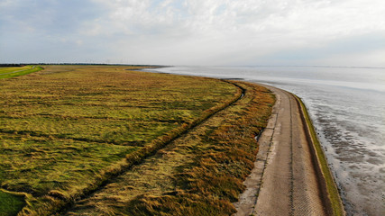 Fototapeta na wymiar Nordseeküste mit Wiesen