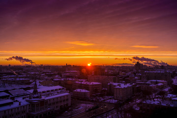 Fototapeta na wymiar Moskau Skyline Sonnenaufgang