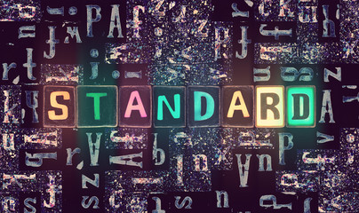 Word Standard as abstract letters with light