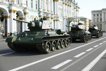 Fototapeta premium column of tanks T34