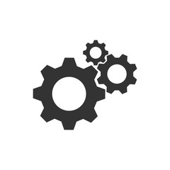Cogwheel group black vector icon. Gear set simple glyph web symbol. - obrazy, fototapety, plakaty