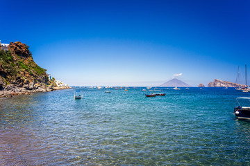 Fototapeta na wymiar Paradise view from Panarea island in Mediterranean sea