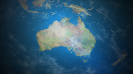 View of Australia on a world map