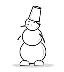 Snowman flat icon on white background. Icon for greeting card on Christmas and New Year. Vector illustration for logo, graphic and web design, poster, banner.