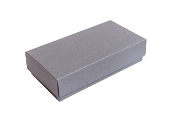 Gray cardboard box with cover , mock up isolates