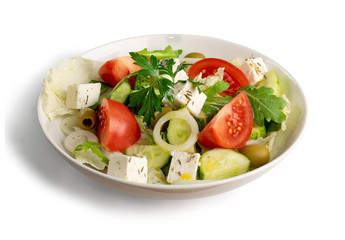Greek Salad, Horiatiki or Village Salad with Feta Cheese