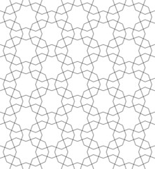 Vector seamless arabian islamic pattern with black lines and white background