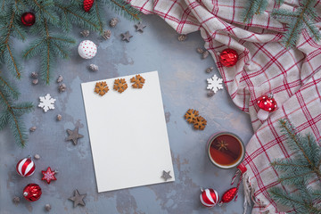 The composition with Christmas and New Year wish list, congratulations and postcard writing...