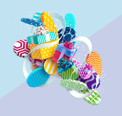 Christmas colorful gifts. Realistic vector design	