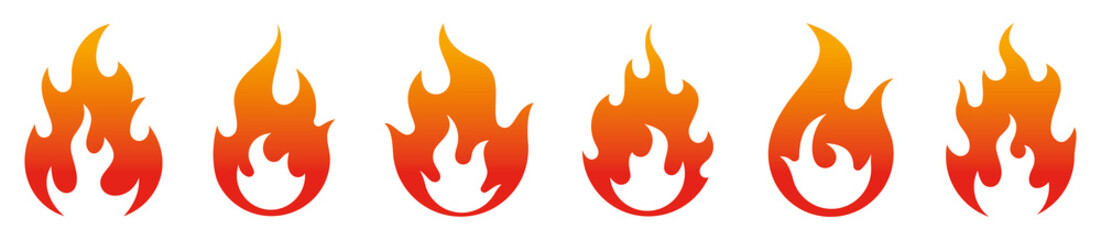 Fire flames icons collection. Vector